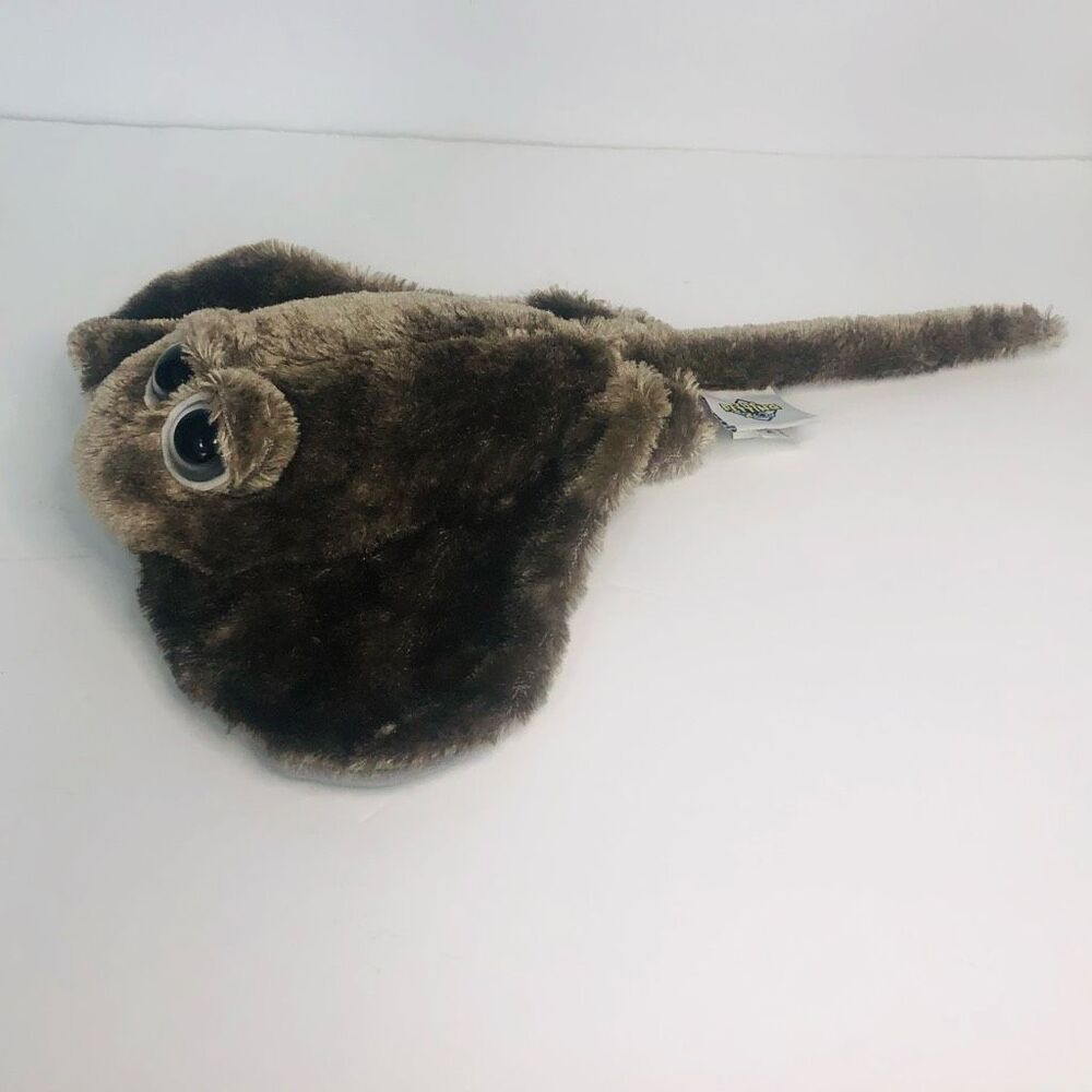 vtg 1994 the petting‎ zoo sting ray manta ray gray silver fur 13 inch plush